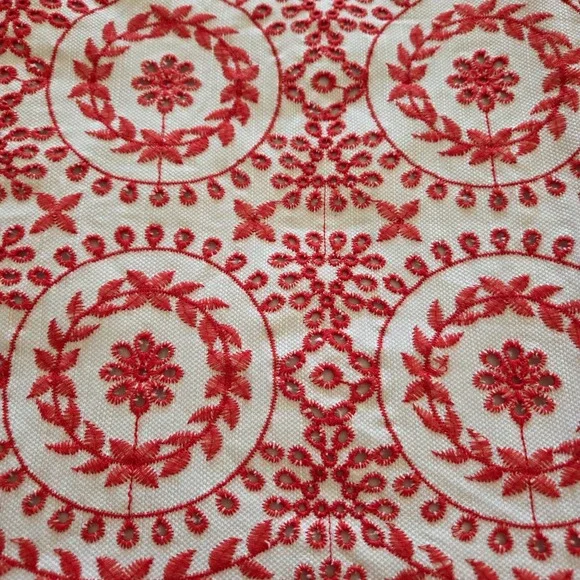 LOFT ANN KLEIN Boho Mini Skirt Petites Orange Embroidered Eyelet  Size 6P - Picture 4 of 9